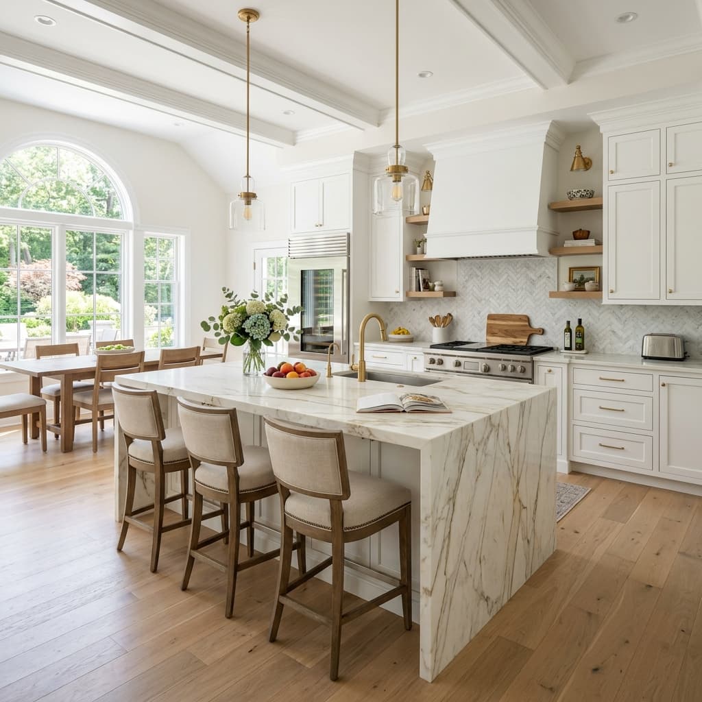 Modern Kitchen Remodel with Marble Island