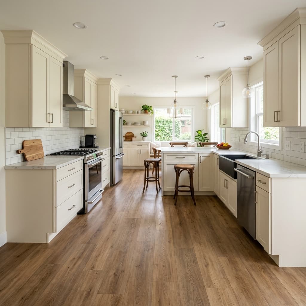 Clean, durable kitchen designed for a high-end rental property